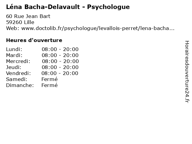 Léna Bacha-Delavault - Psychologue à Lille: adresse et heures d'ouverture