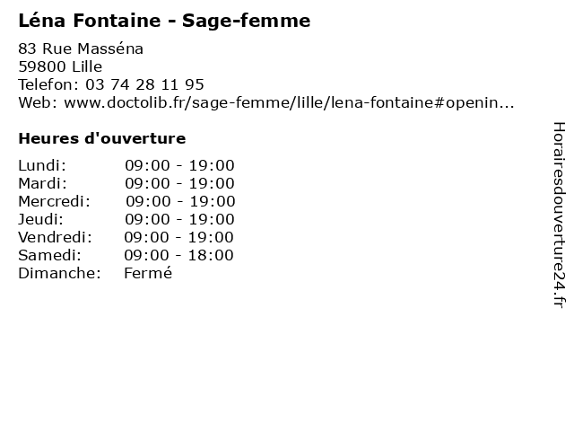 Léna Fontaine - Sage-femme à Lille: adresse et heures d'ouverture