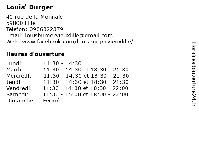Louis' Burger à Lille: adresse et heures d'ouverture