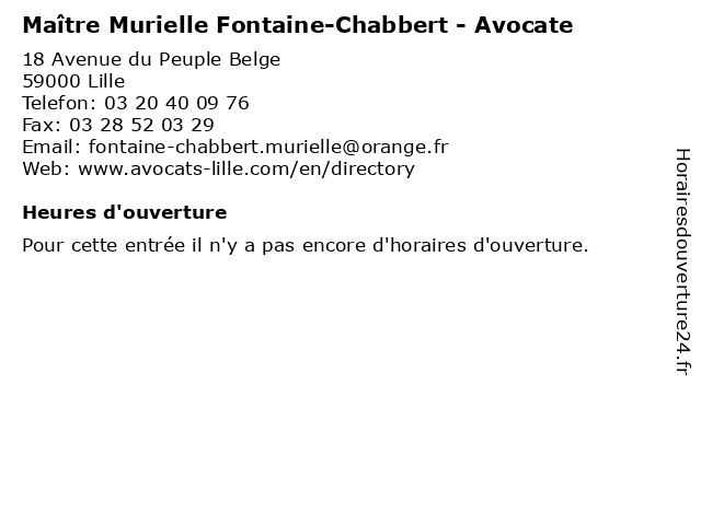 Maître Murielle Fontaine-Chabbert - Avocate à Lille: adresse et heures d'ouverture