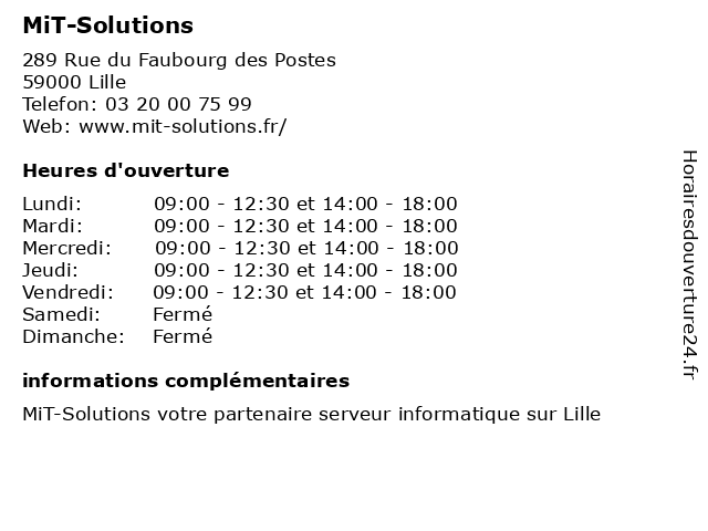 MiT-Solutions à Lille: adresse et heures d'ouverture