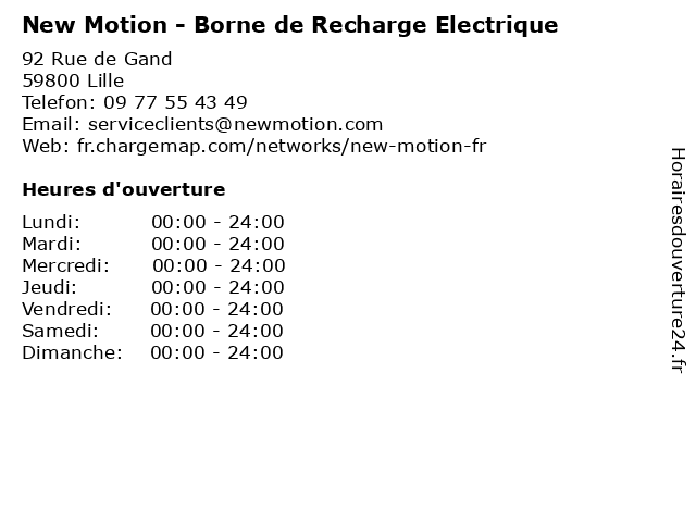 New Motion - Borne de Recharge Electrique à Lille: adresse et heures d'ouverture