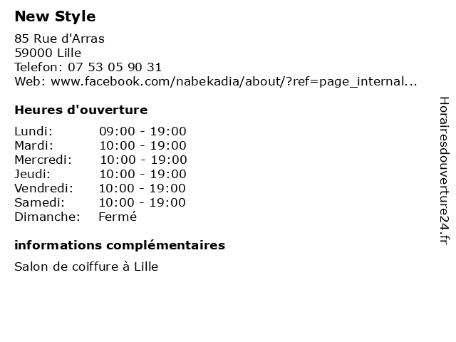 New Style à Lille: adresse et heures d'ouverture