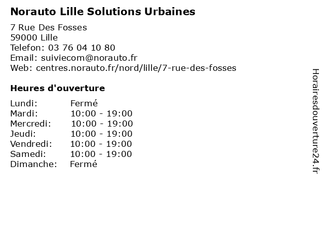 Norauto Lille Solutions Urbaines à Lille: adresse et heures d'ouverture