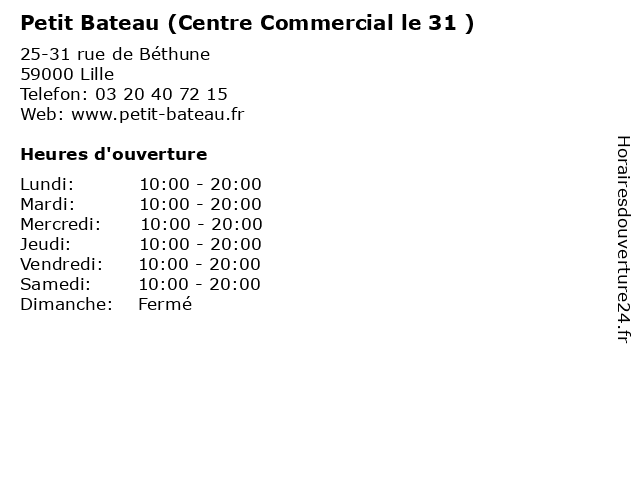 Petit Bateau (Centre Commercial le 31 ) à Lille: adresse et heures d'ouverture