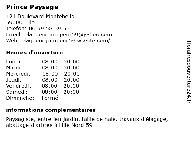Prince Paysage à Lille: adresse et heures d'ouverture