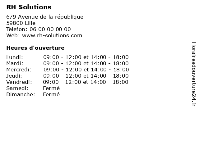 RH Solutions à Lille: adresse et heures d'ouverture