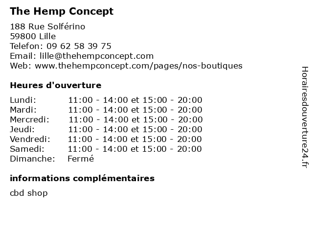 The Hemp Concept à Lille: adresse et heures d'ouverture