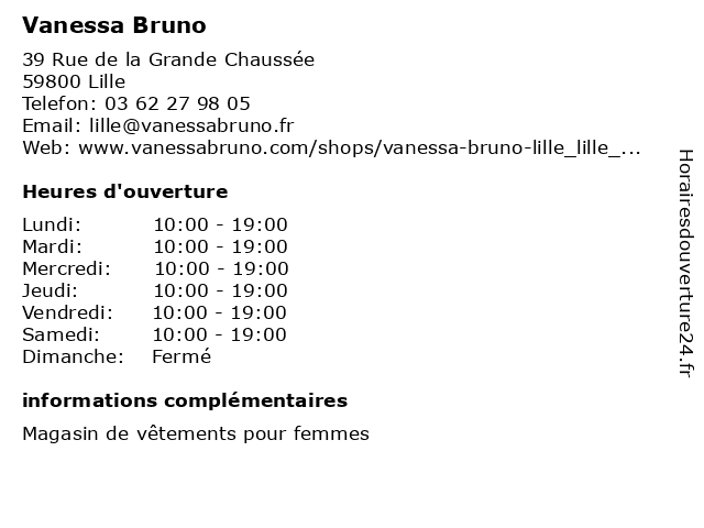 Vanessa Bruno à Lille: adresse et heures d'ouverture
