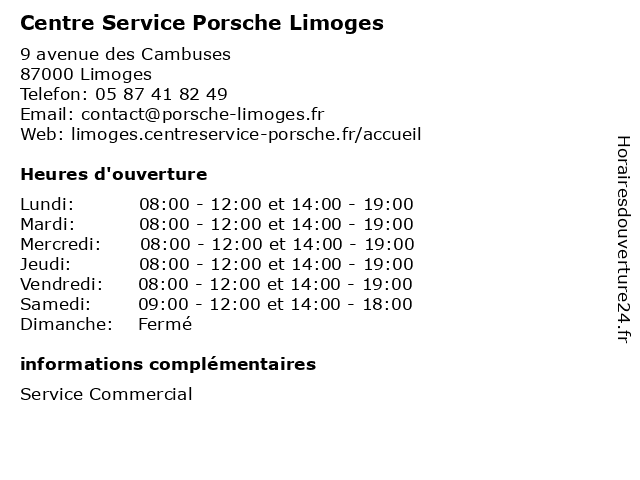 Centre Service Porsche Limoges à Limoges: adresse et heures d'ouverture