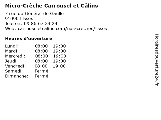 Micro-Crèche Carrousel et Câlins à Lisses: adresse et heures d'ouverture