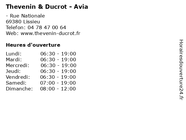 Thevenin & Ducrot - Avia à Lissieu: adresse et heures d'ouverture
