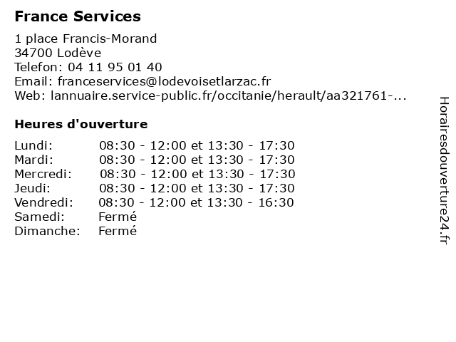 France Services à Lodève: adresse et heures d'ouverture