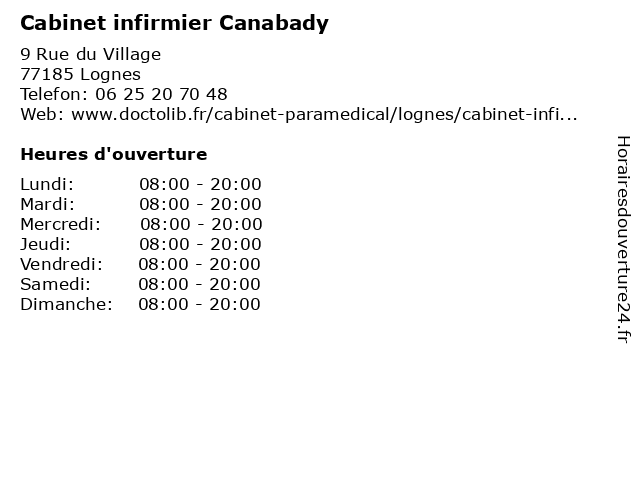 Cabinet infirmier Canabady à Lognes: adresse et heures d'ouverture
