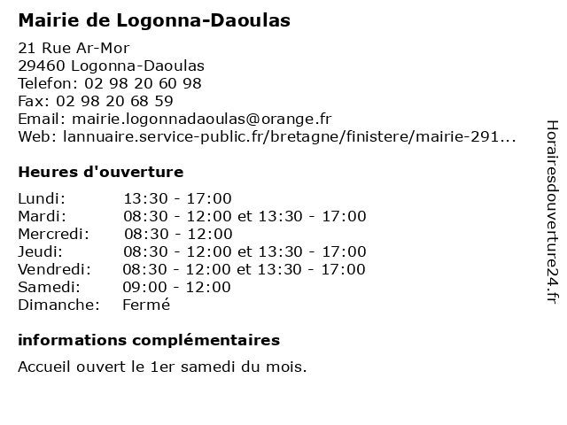 Mairie de Logonna-Daoulas à Logonna-Daoulas: adresse et heures d'ouverture