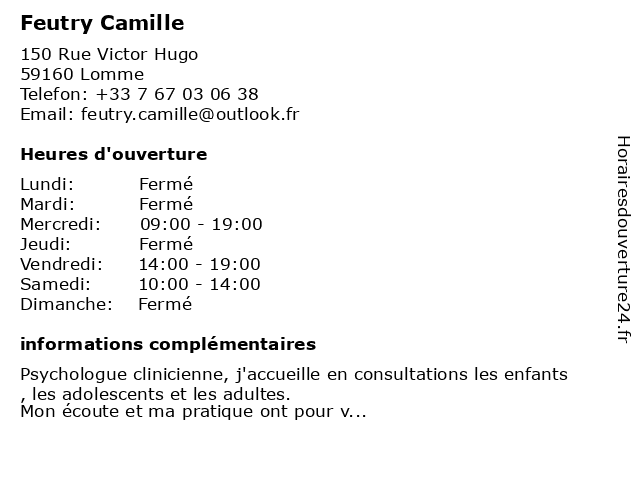 Feutry Camille à Lomme: adresse et heures d'ouverture