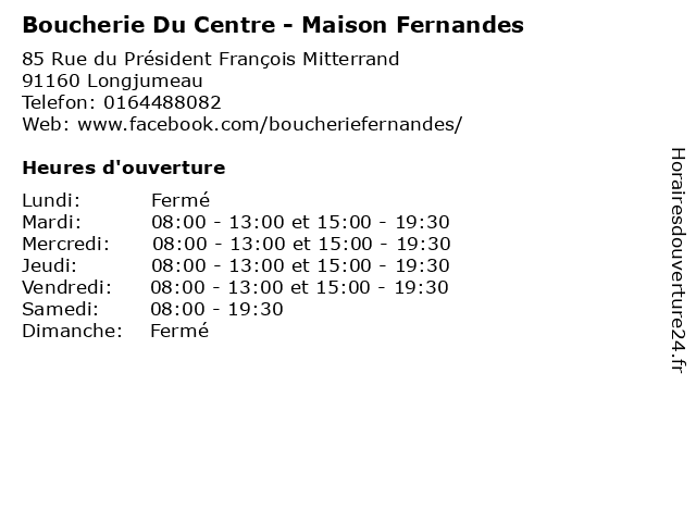 Boucherie Du Centre - Maison Fernandes à Longjumeau: adresse et heures d'ouverture