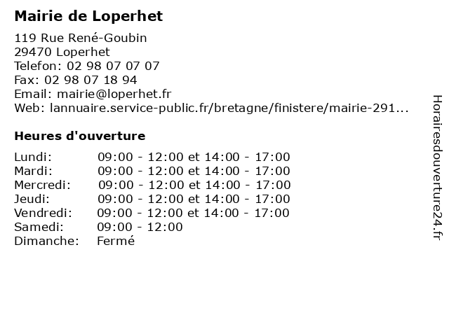 Mairie de Loperhet à Loperhet: adresse et heures d'ouverture
