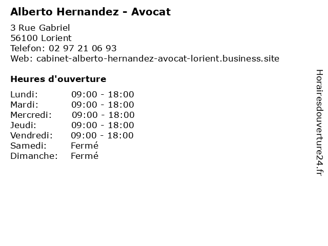 Alberto Hernandez - Avocat à Lorient: adresse et heures d'ouverture