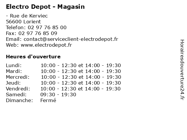 Electro Depot - Magasin à Lorient: adresse et heures d'ouverture