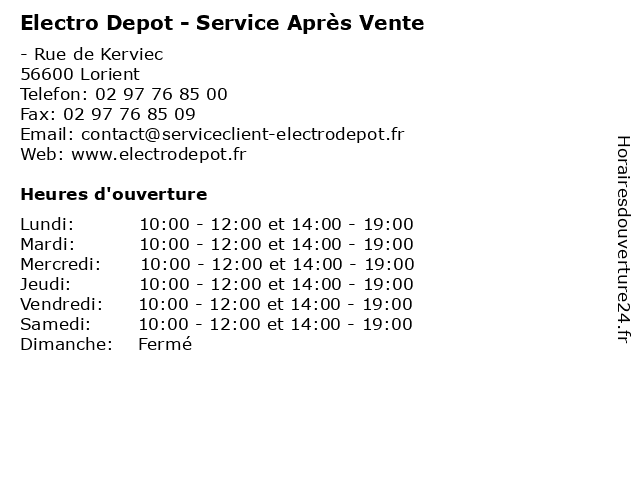 Electro Depot - Service Après Vente à Lorient: adresse et heures d'ouverture