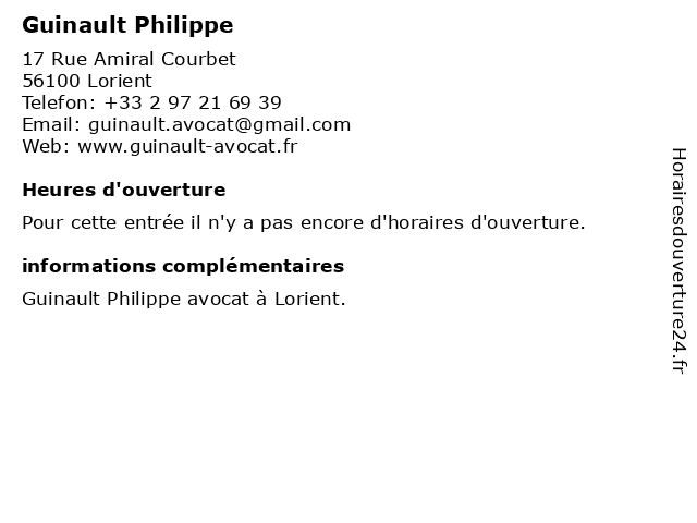 Guinault Philippe à Lorient: adresse et heures d'ouverture
