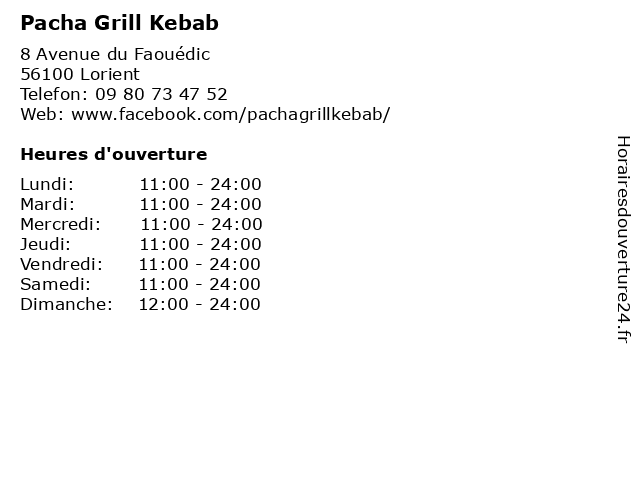 Pacha Grill Kebab à Lorient: adresse et heures d'ouverture