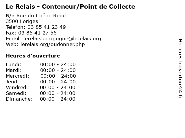 Le Relais - Conteneur/Point de Collecte à Loriges: adresse et heures d'ouverture