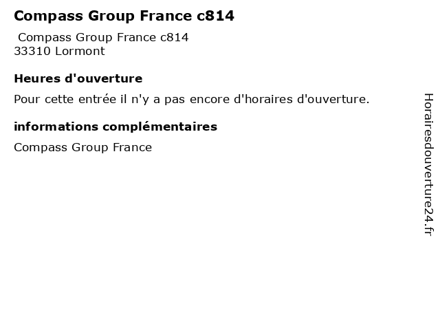 Compass Group France c814 à Lormont: adresse et heures d'ouverture