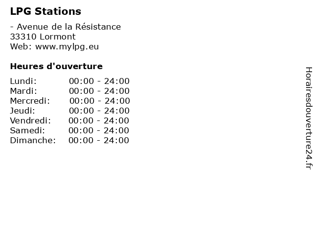 LPG Stations à Lormont: adresse et heures d'ouverture