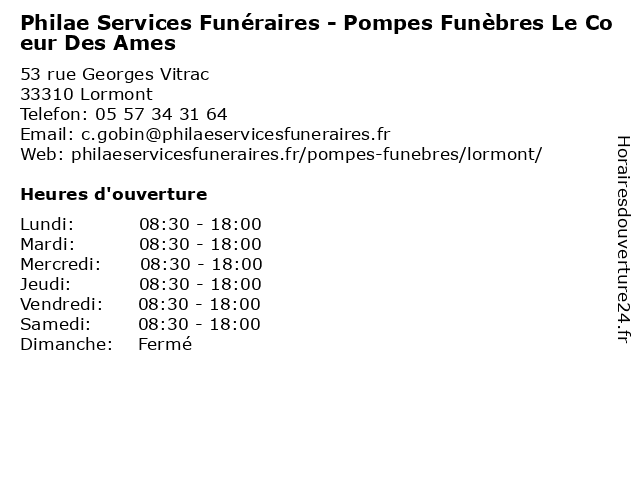 Philae Services Funéraires - Pompes Funèbres Le Coeur Des Ames à Lormont: adresse et heures d'ouverture