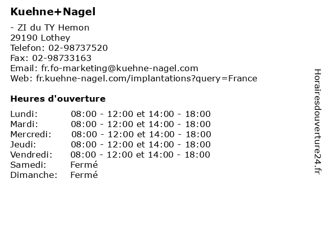 Kuehne+Nagel à Lothey: adresse et heures d'ouverture