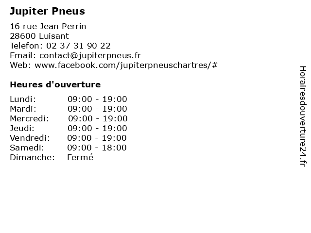 Jupiter Pneus à Luisant: adresse et heures d'ouverture