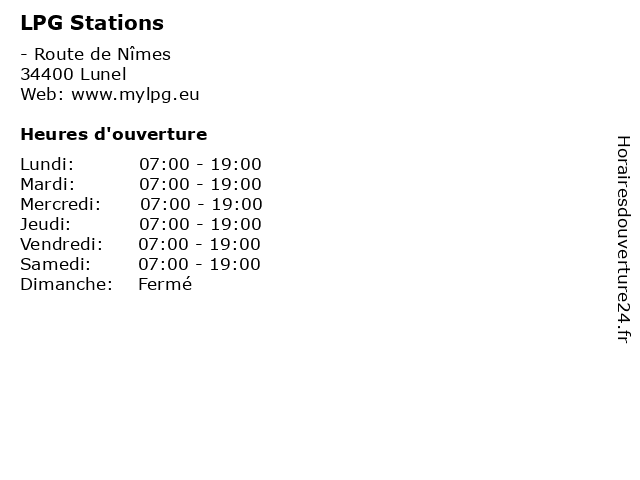 LPG Stations à Lunel: adresse et heures d'ouverture