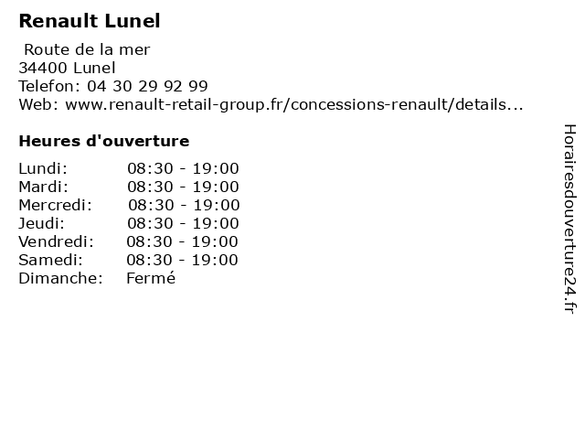 Renault Lunel à Lunel: adresse et heures d'ouverture