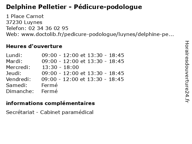 Delphine Pelletier - Pédicure-podologue à Luynes: adresse et heures d'ouverture