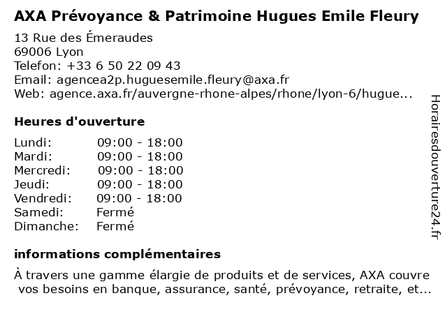 AXA Prévoyance & Patrimoine à Lyon: adresse et heures d'ouverture