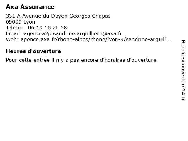 Axa Assurance à Lyon: adresse et heures d'ouverture