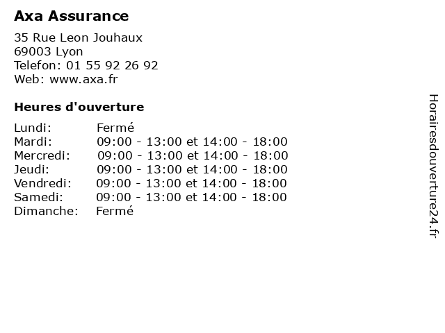 Axa Assurance à Lyon: adresse et heures d'ouverture