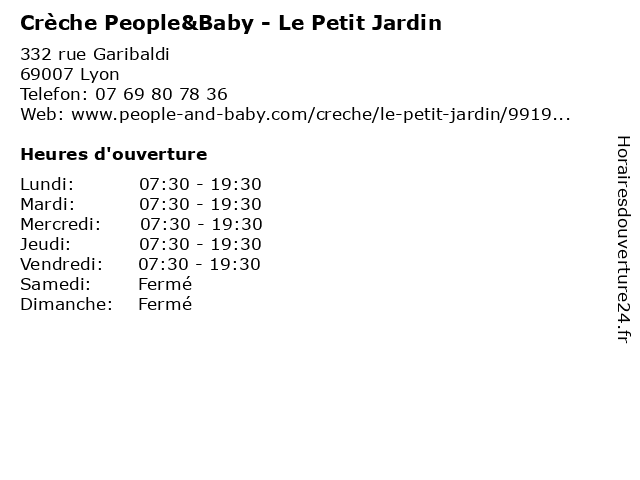 Crèche People&Baby - Le Petit Jardin à Lyon: adresse et heures d'ouverture