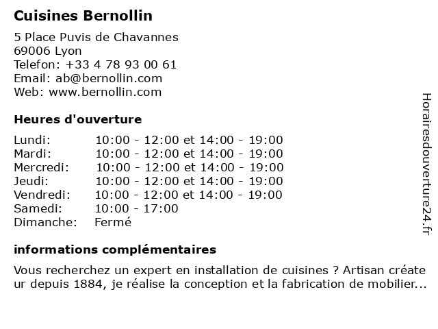 Cuisines Bernollin à Lyon: adresse et heures d'ouverture