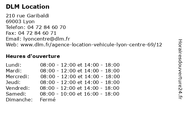 DLM Location à Lyon: adresse et heures d'ouverture