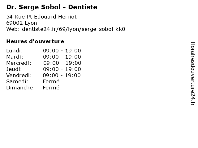 Dr. Serge Sobol - Dentiste à Lyon: adresse et heures d'ouverture