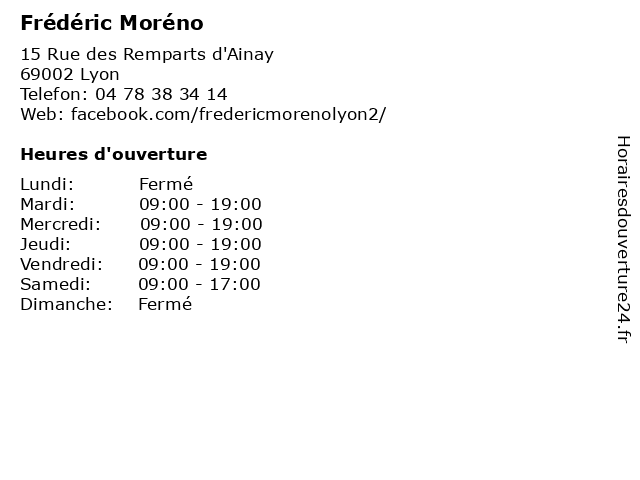 Frédéric Moréno à Lyon: adresse et heures d'ouverture