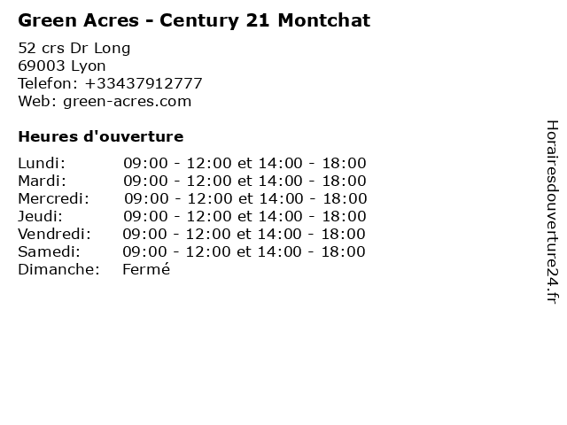 Green Acres - Century 21 Montchat à Lyon: adresse et heures d'ouverture