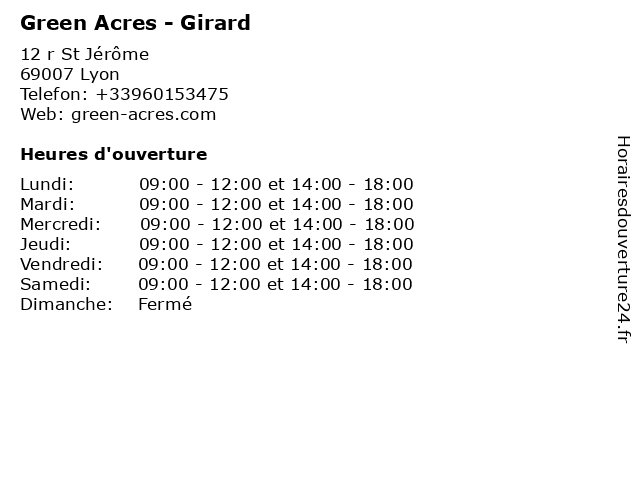 Green Acres - Girard à Lyon: adresse et heures d'ouverture