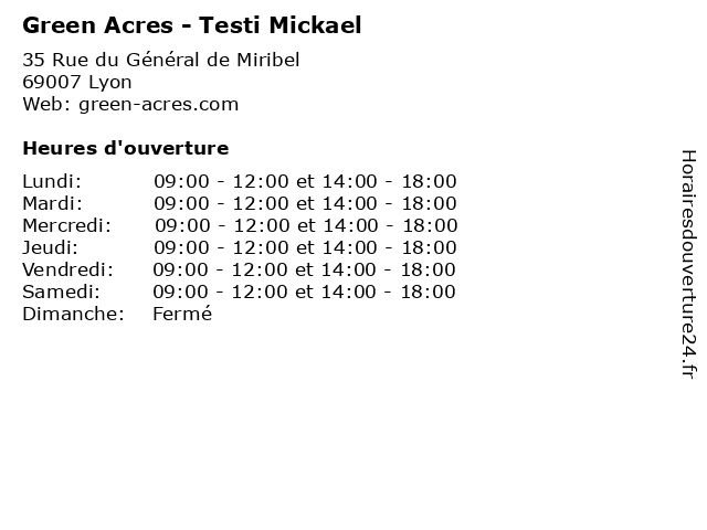 Green Acres - Testi Mickael à Lyon: adresse et heures d'ouverture