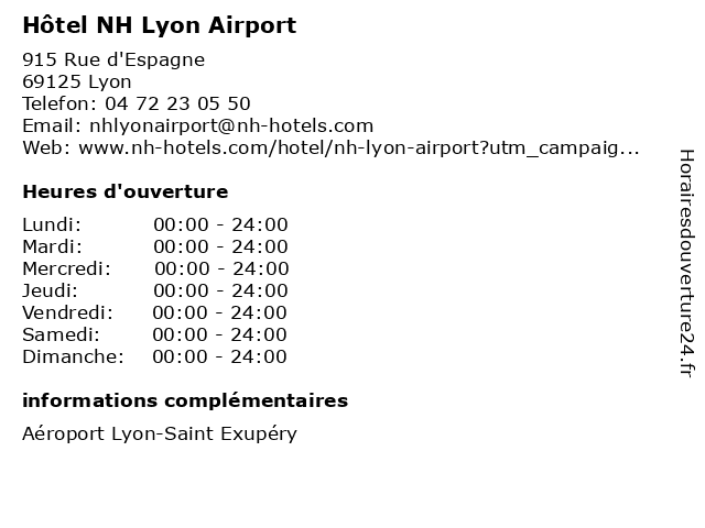 Hôtel NH Lyon Airport à Lyon: adresse et heures d'ouverture