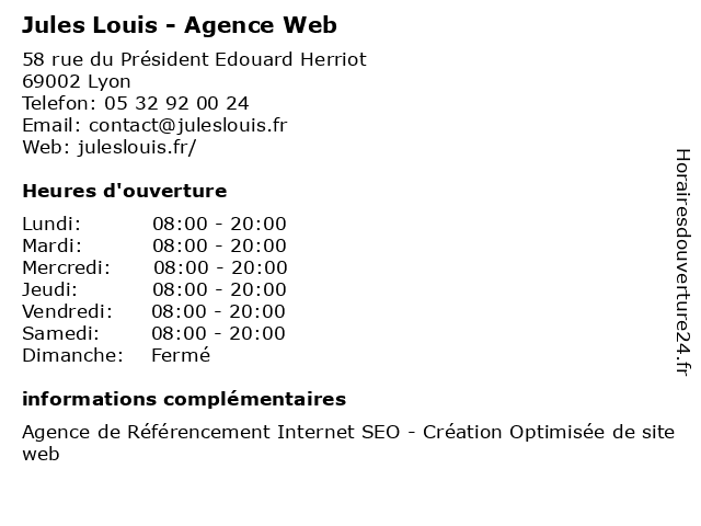Jules Louis - Agence Web à Lyon: adresse et heures d'ouverture