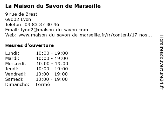 La Maison du Savon de Marseille à Lyon: adresse et heures d'ouverture